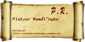 Platzer Reményke névjegykártya